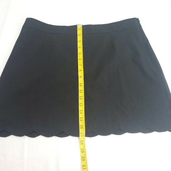 Asos Womens Black Comfort Side Zip Scalloped Hem Short A Line Skirt Size 14 - Picture 7 of 11
